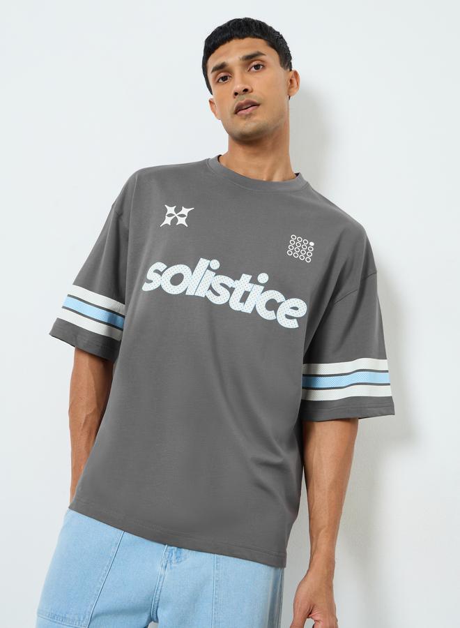 Styli Men Grey Graphic Print Boxy Fit T-Shirt - Image 2